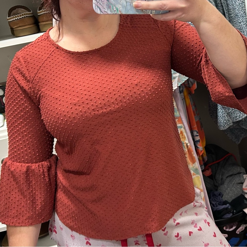 W5 burnt orange half sleeve blouse - medium